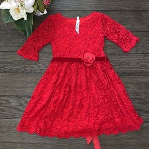 Stunning red crocheted little girls dress size 7